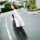 Switching gather flare skirt