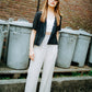 Pindots patterned wide leg pants