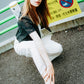 Pindots patterned wide leg pants
