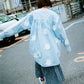 Polka dots on sleeve blouse with ruffles