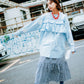 Polka dots on sleeve blouse with ruffles