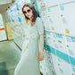 Half sleeves wrap dress with asymmetric button