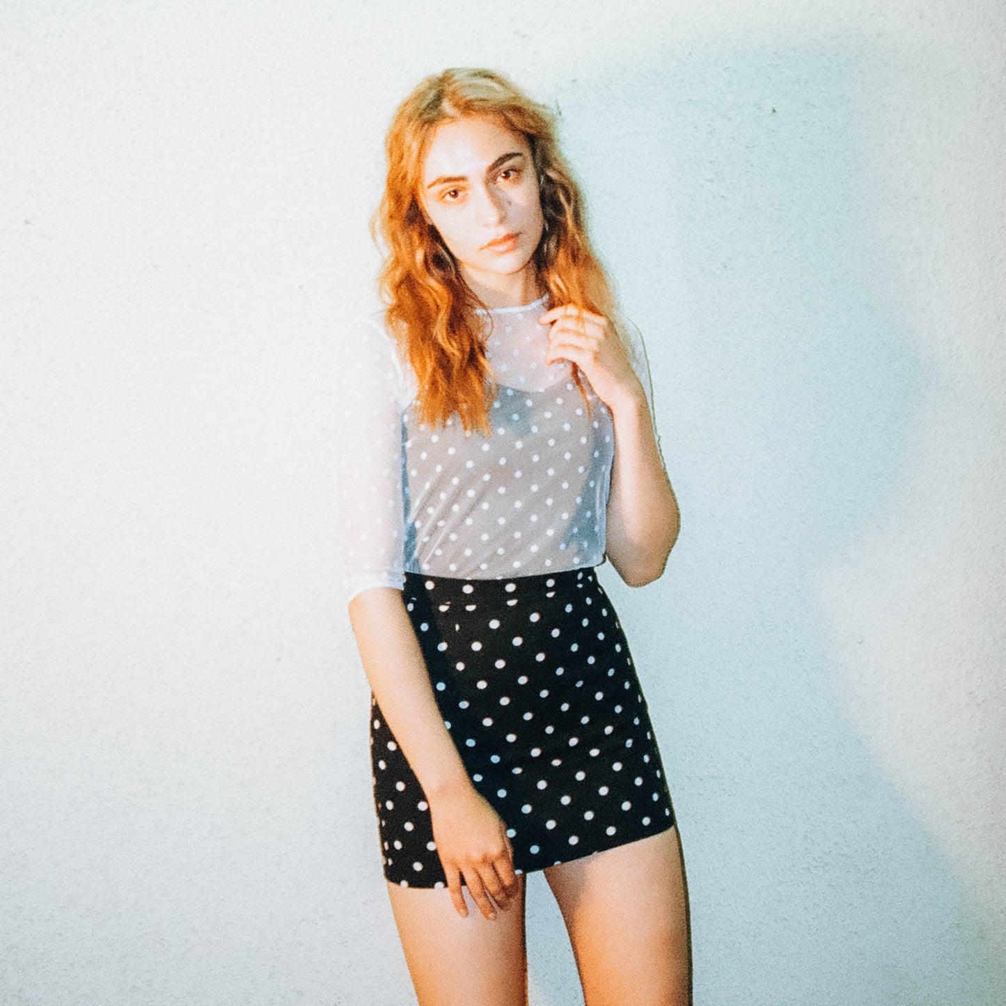 Polka dots pencil mini skirt