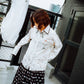 Switching gather flare skirt