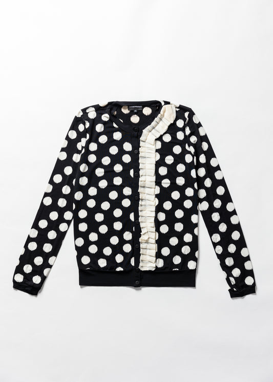 Asymmetrical ruffle dots Cardigan