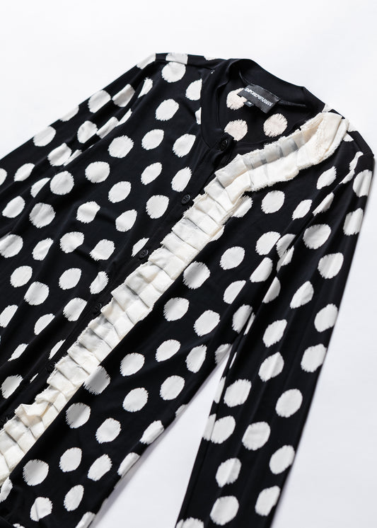 Asymmetrical ruffle dots Cardigan