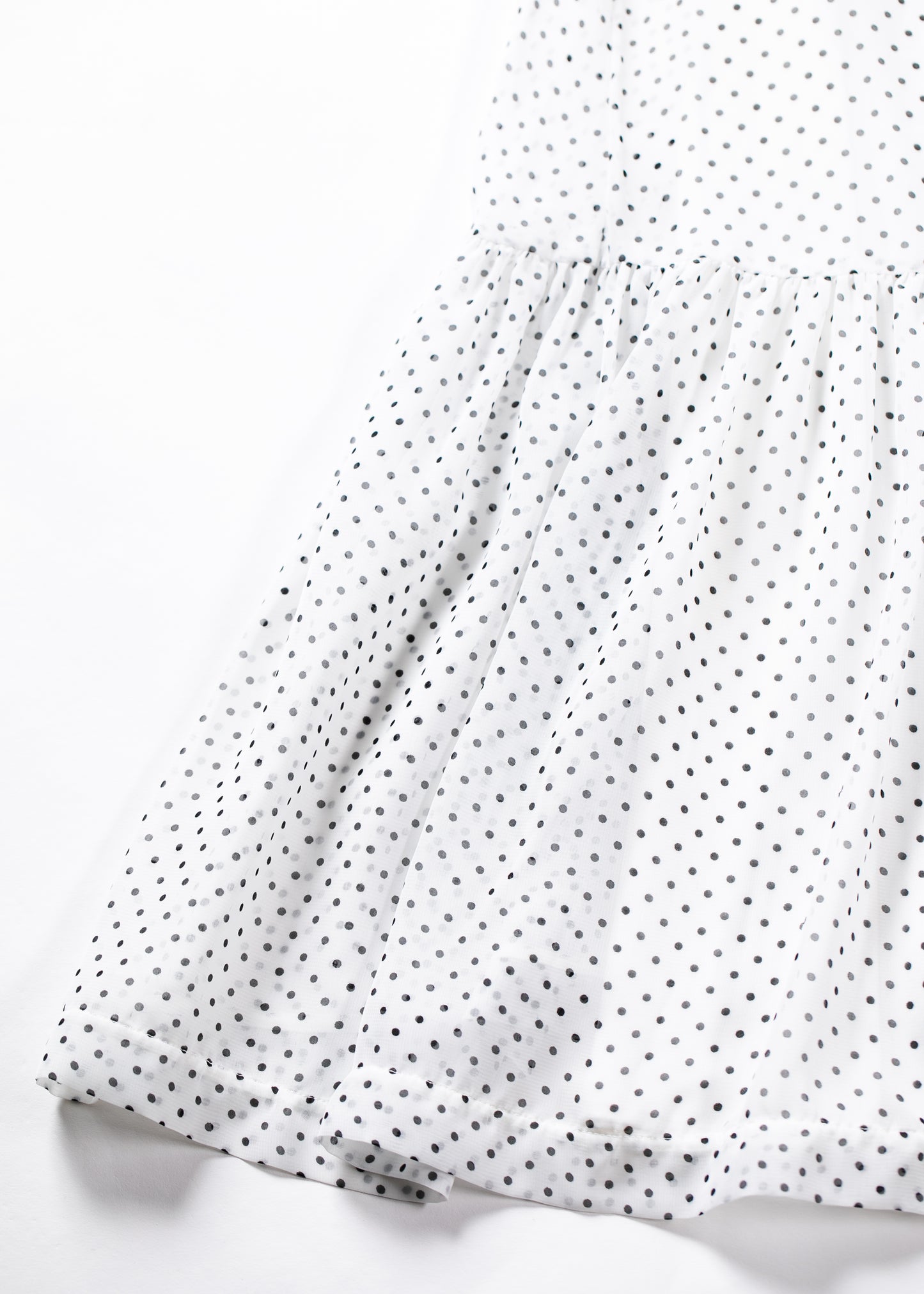 φ0.1 inch dots Layerd Ballon Sleeve Dress WHITE