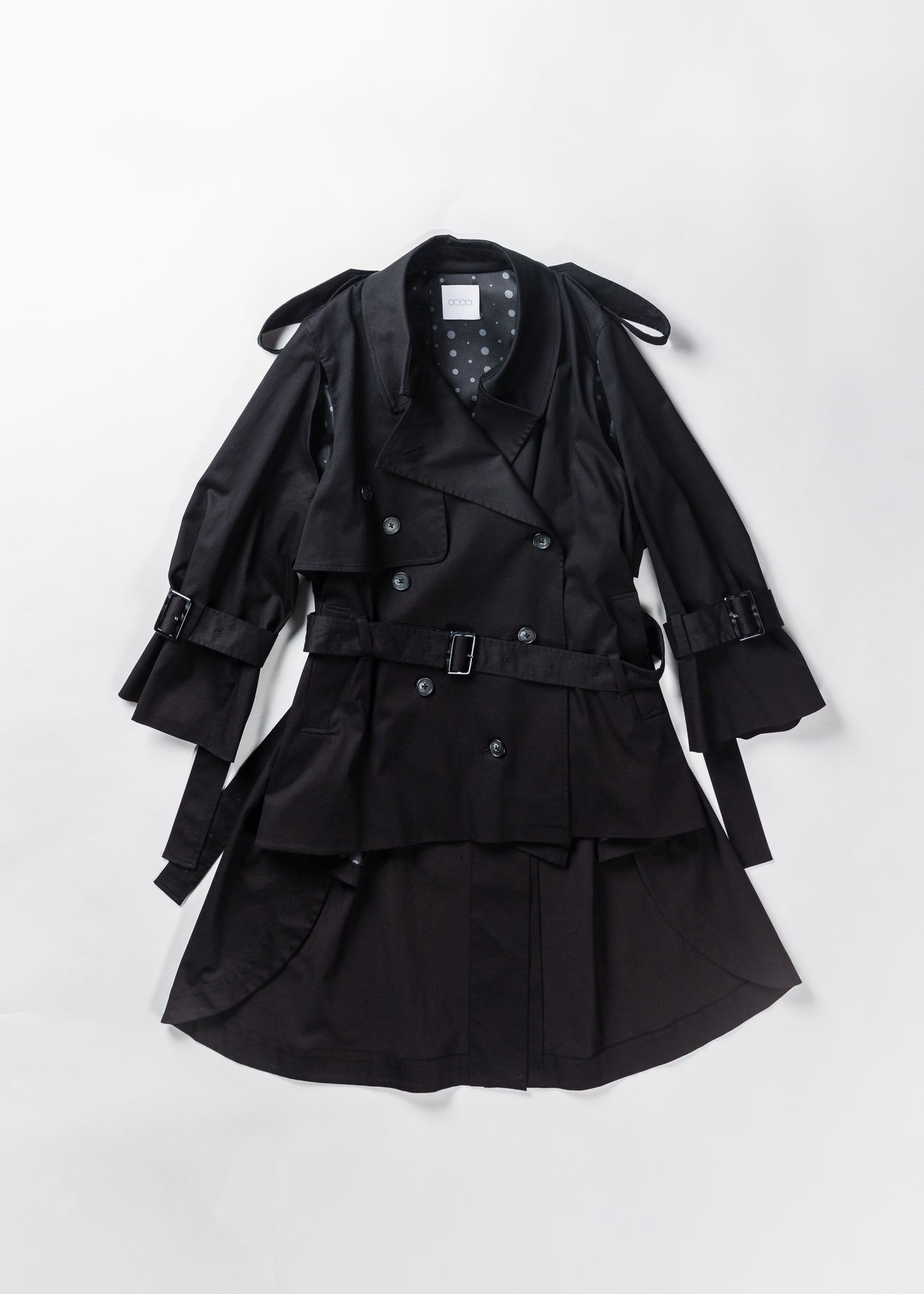 Random dot buttons Trench coat/BLK