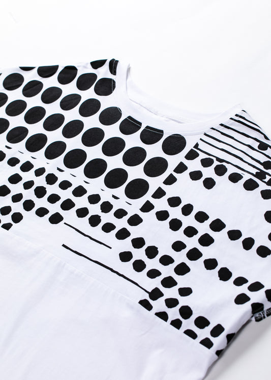 Dot Printed T-Shirt-WHITE