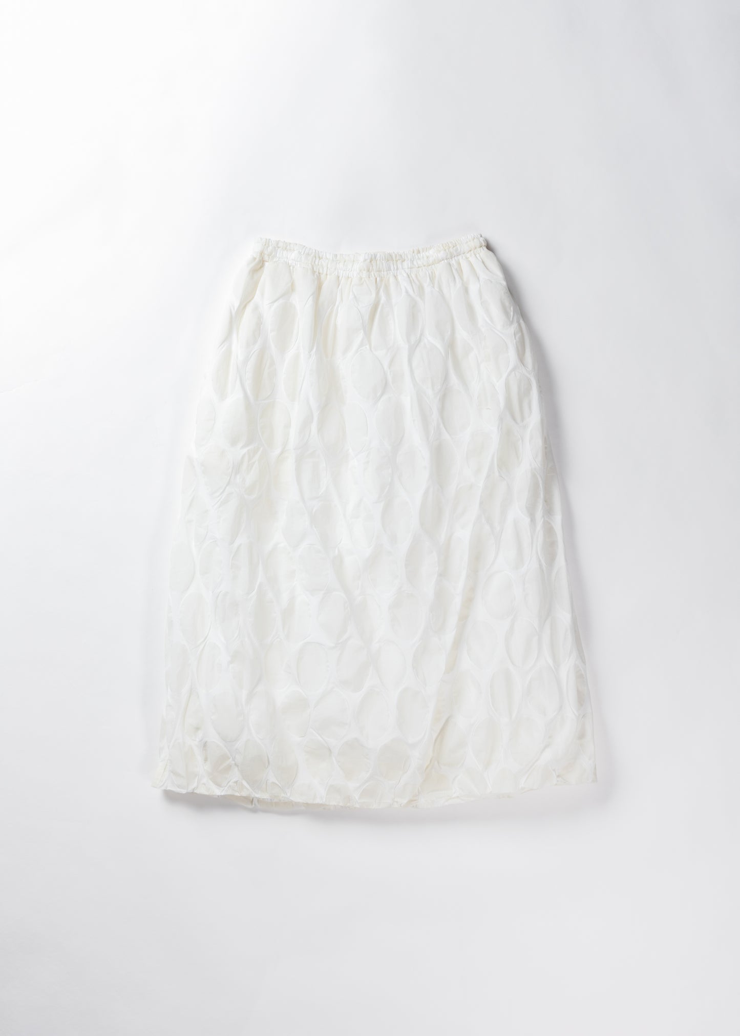 Ripple Finish dot Skirt -White