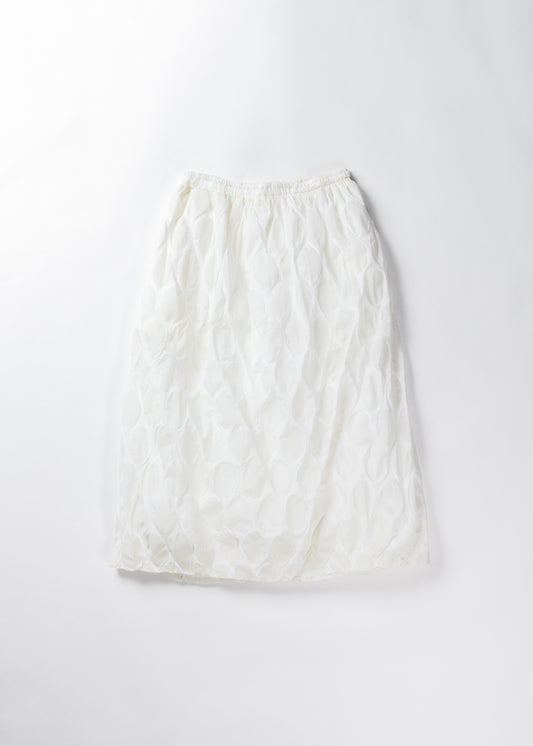 Ripple Finish dot Skirt -White