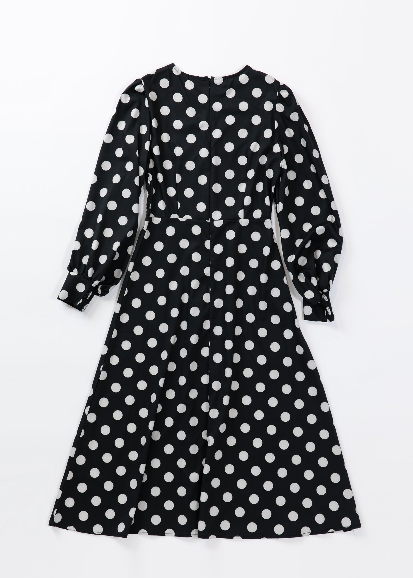 Dots long dress with sheering at the body