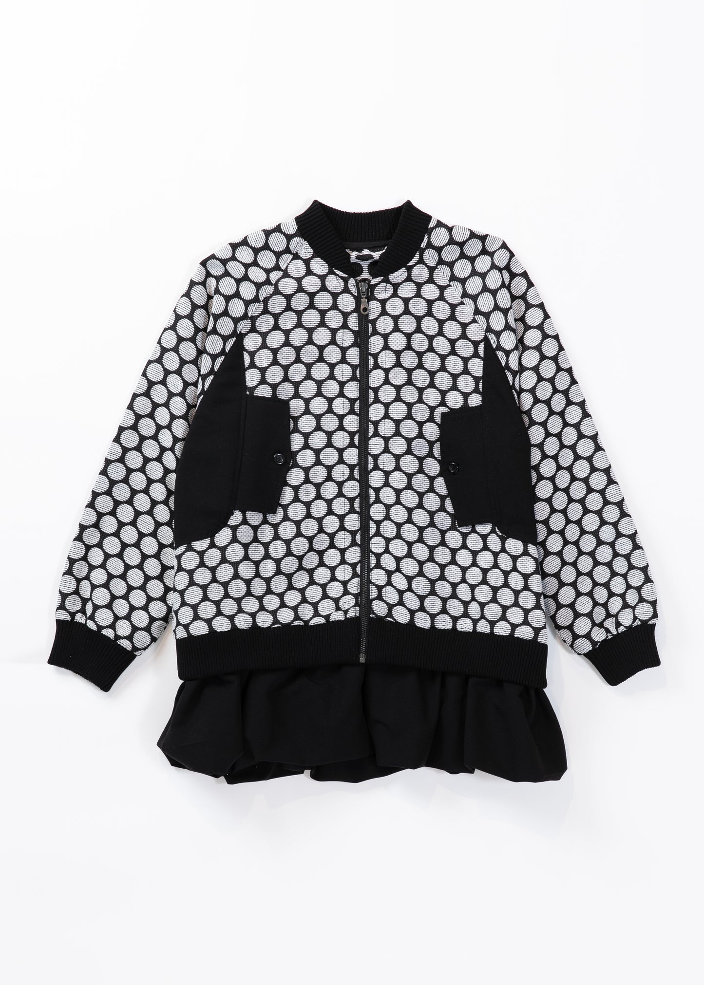 Jacquard bomber Jacket with ruffled on hem