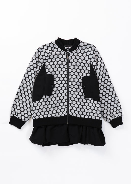 Jacquard bomber Jacket with ruffled on hem