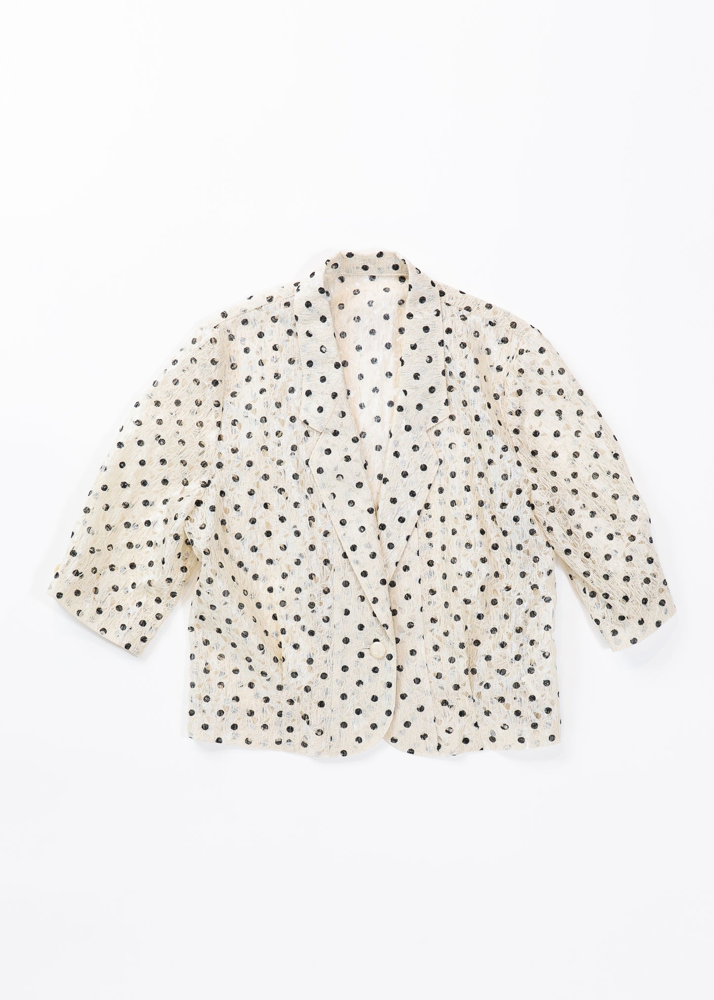 Cropped sleeves blazer with printed dots on lace