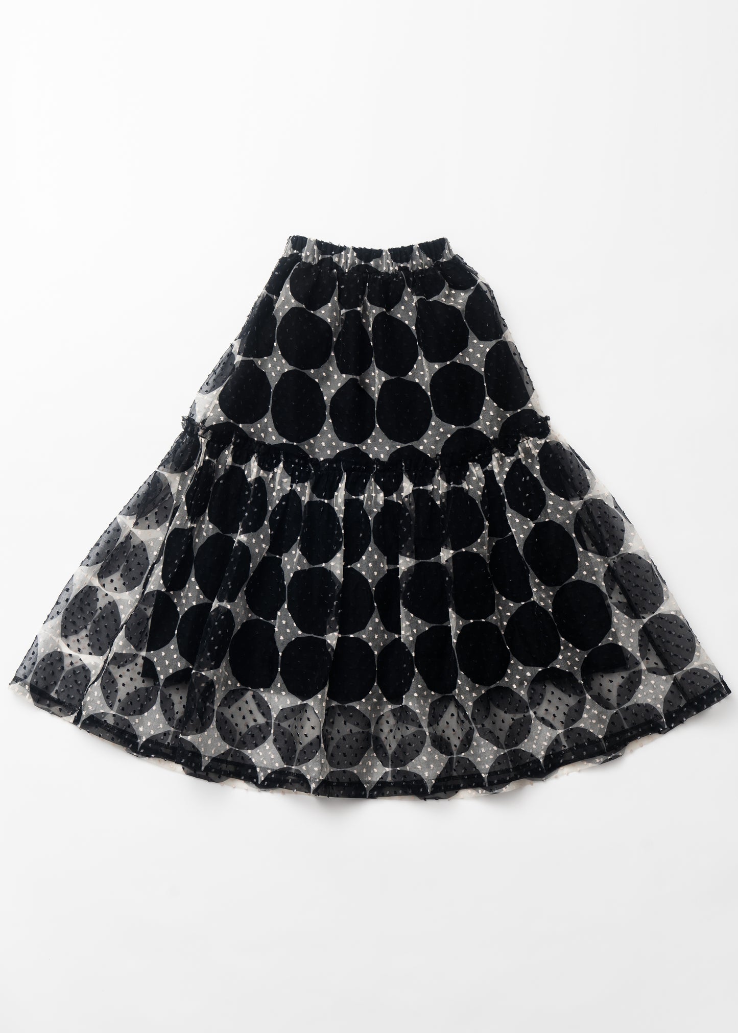 Organdy dot printed flare skirt