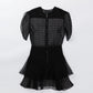 Dotted mesh dress with peplum trims