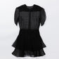 Dotted mesh dress with peplum trims