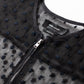 Dotted mesh dress with peplum trims