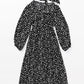 Cropped sleeves dress with scarf collar