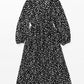 Cropped sleeves dress with scarf collar