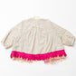Cardigan with bicolor fringe