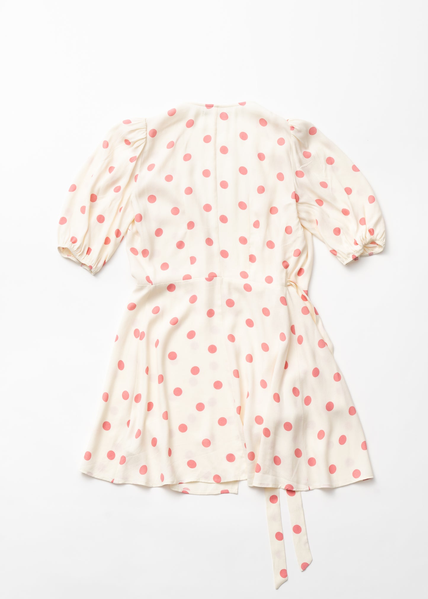 Pink polka dots short wrap dress