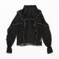 Sheer blouse with ruffled trims