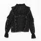 Sheer blouse with ruffled trims