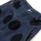 Dots printed denim tapered pants
