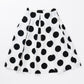 Polka dots tucked flare midi skirt
