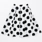 Polka dots tucked flare midi skirt