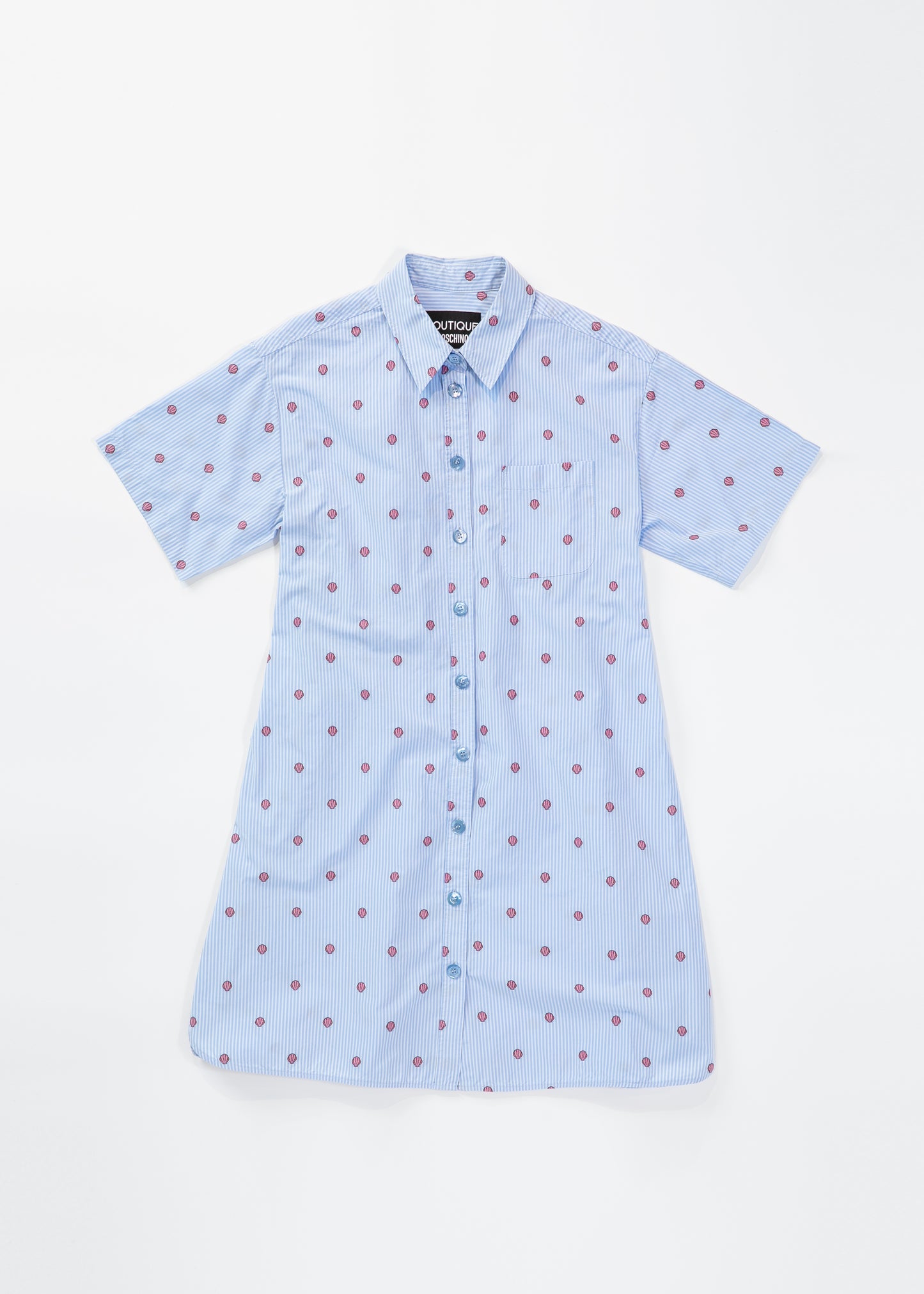 MOSCHINO / Short sleeves shirt dress with shell dot