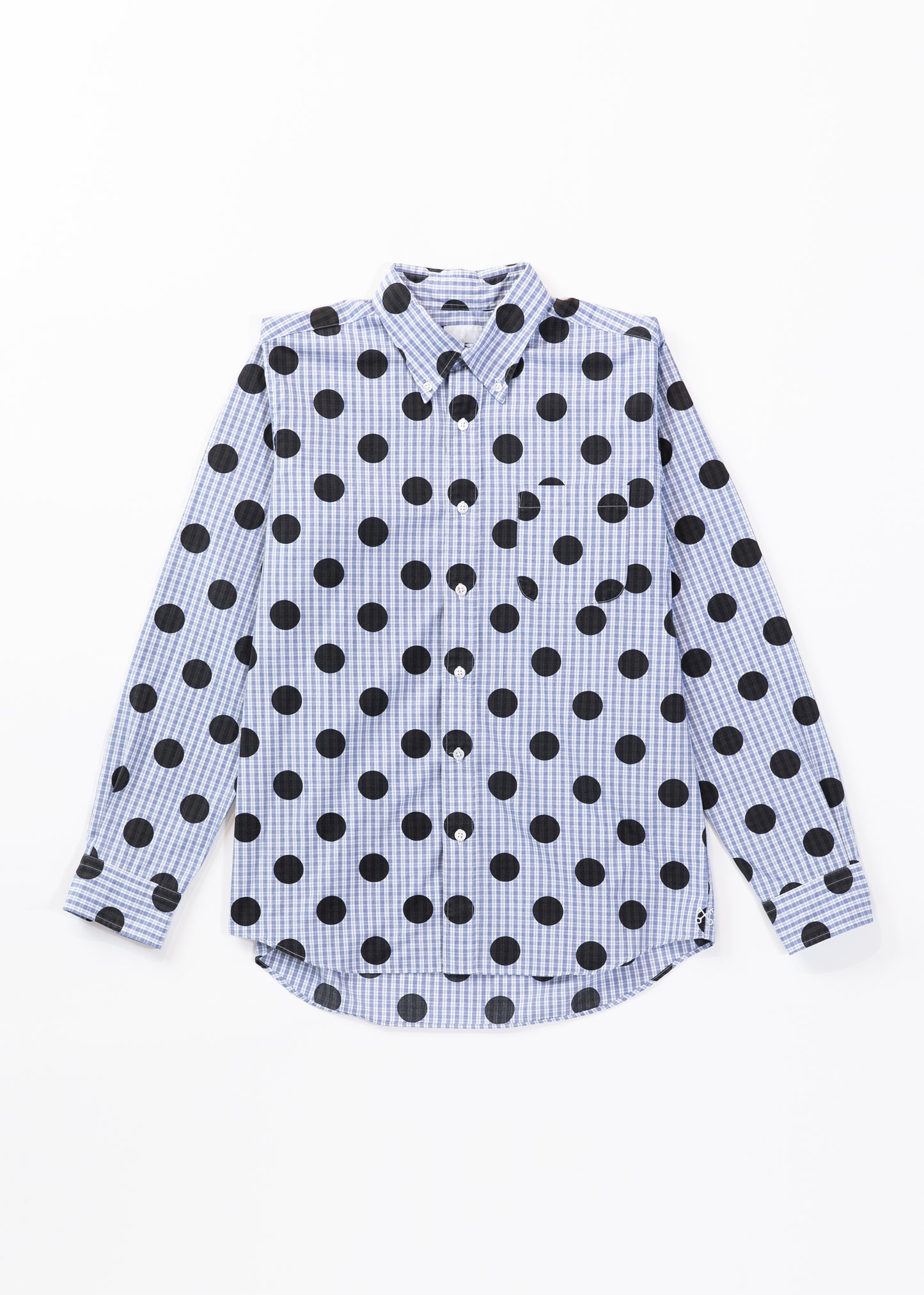 Dots on plaid printed shirt