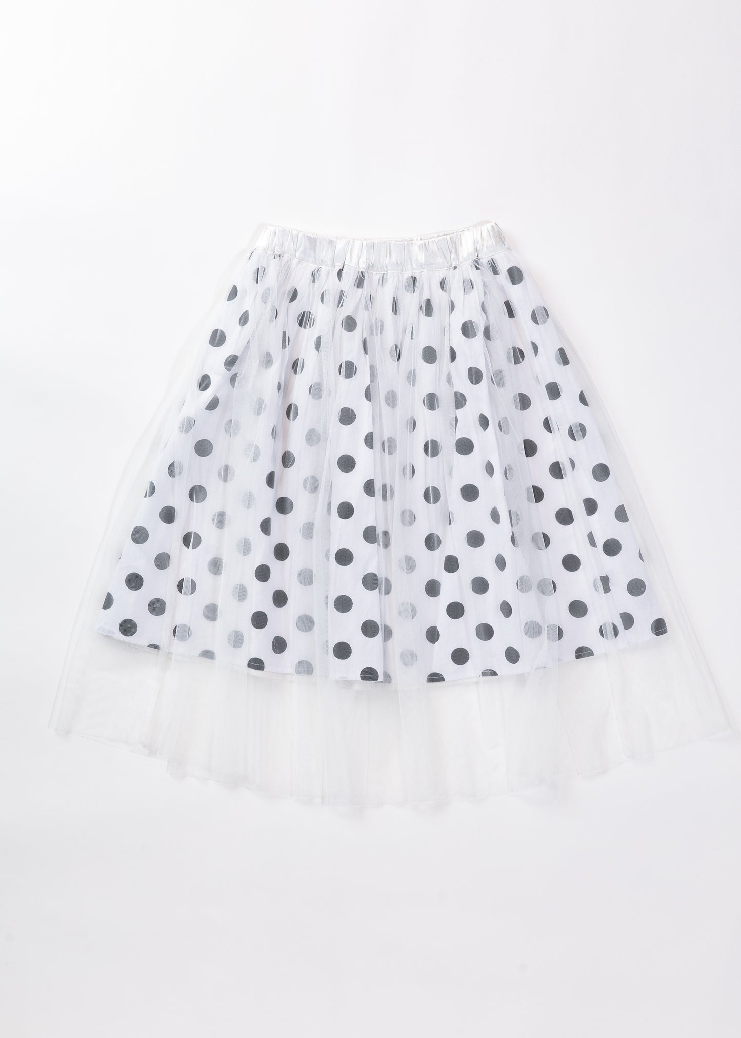 Dot tulle layered midi skirt