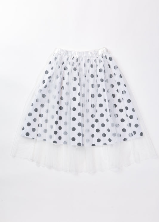 Dot tulle layered midi skirt