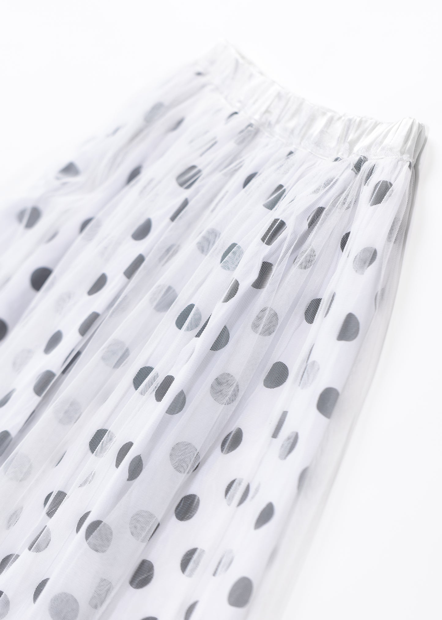 Dot tulle layered midi skirt